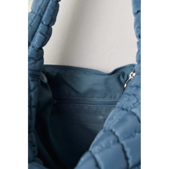 Free People FP Movement Quilted Carryall Shoulder Bag Skyline Blue Gym Tote - Picture 5 of 9